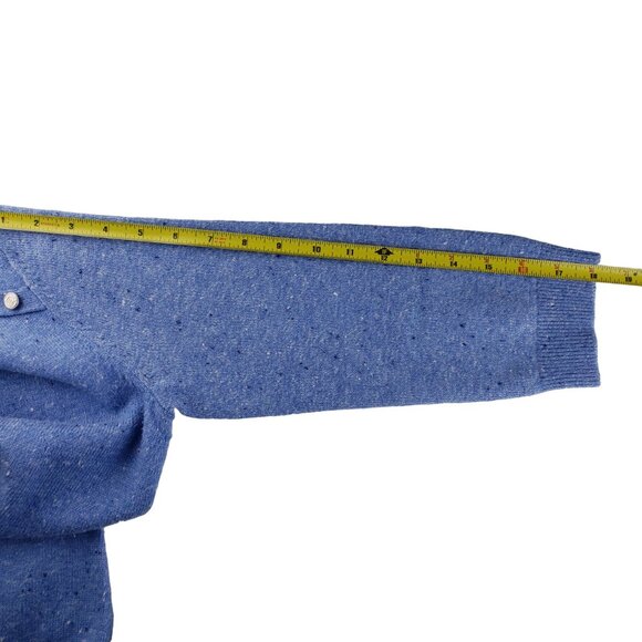 Talbots S Blue Speckled Kitty Tweed Shift Sweater Dress Button Accent, Like New - Picture 12 of 13